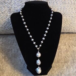 Lustrous Freshwater Pearl Drop Necklace With Sterling Silver
